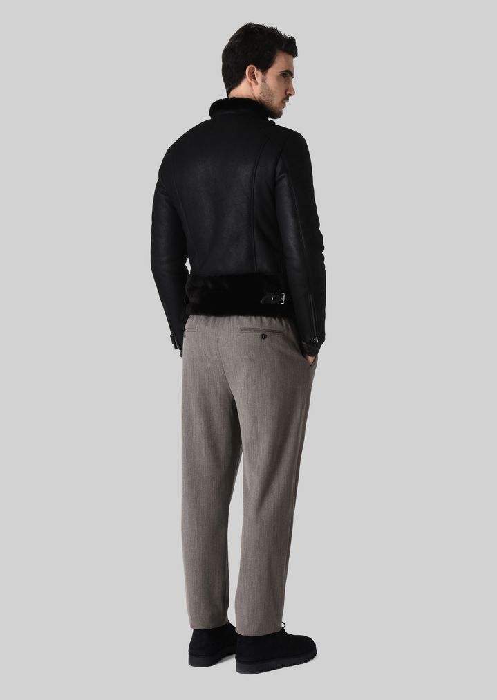 Sheepskin Biker Jacket Man Giorgio Armani