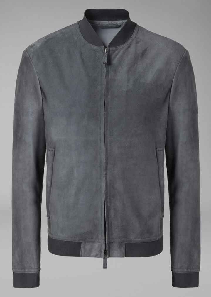 Tumbled Suede Jacket Man Giorgio Armani Giorgio Armani Tumbled Suede Jacket Leather Man R