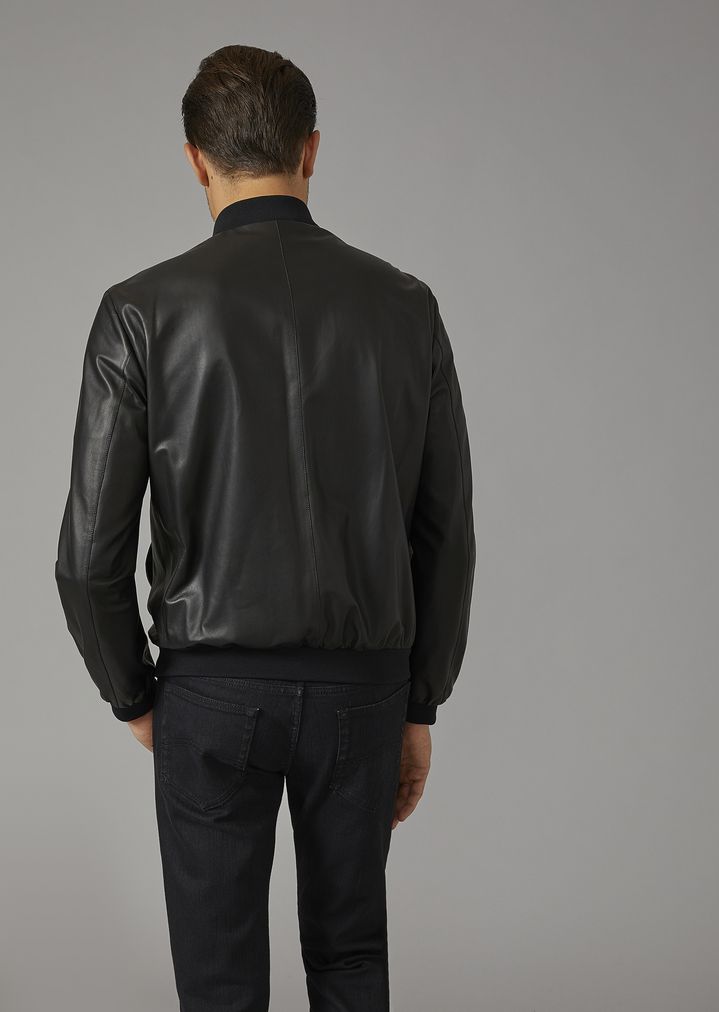 armani leather bomber jacket