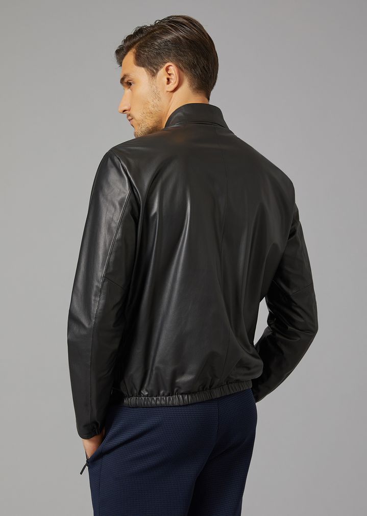 Biker Jacket In Matt Nappa Leather Man Giorgio Armani Giorgio Armani Biker Jacket In Matt Nappa Leather Man E