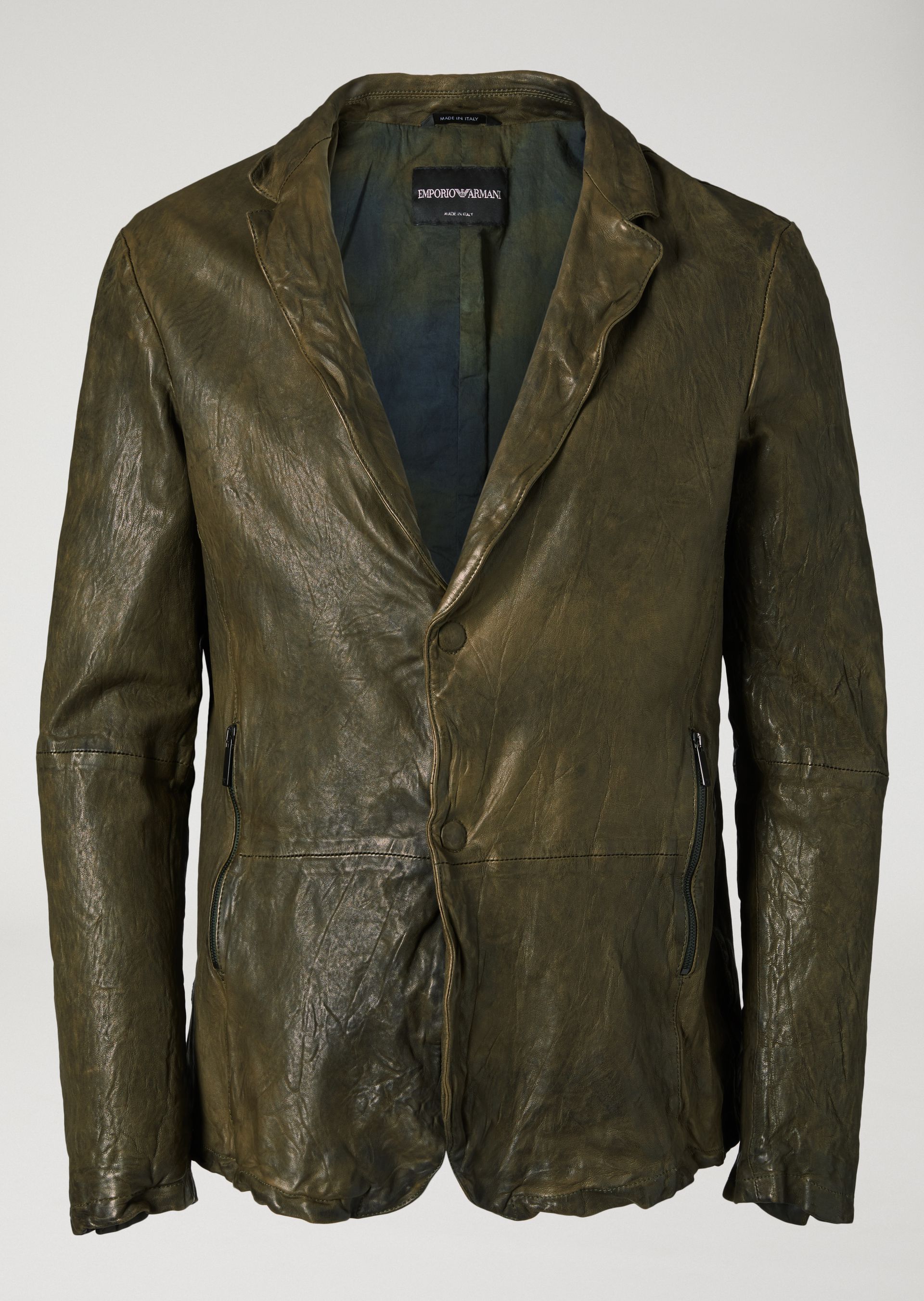Jacket In Washed Nappa Leather For Men Emporio Armani