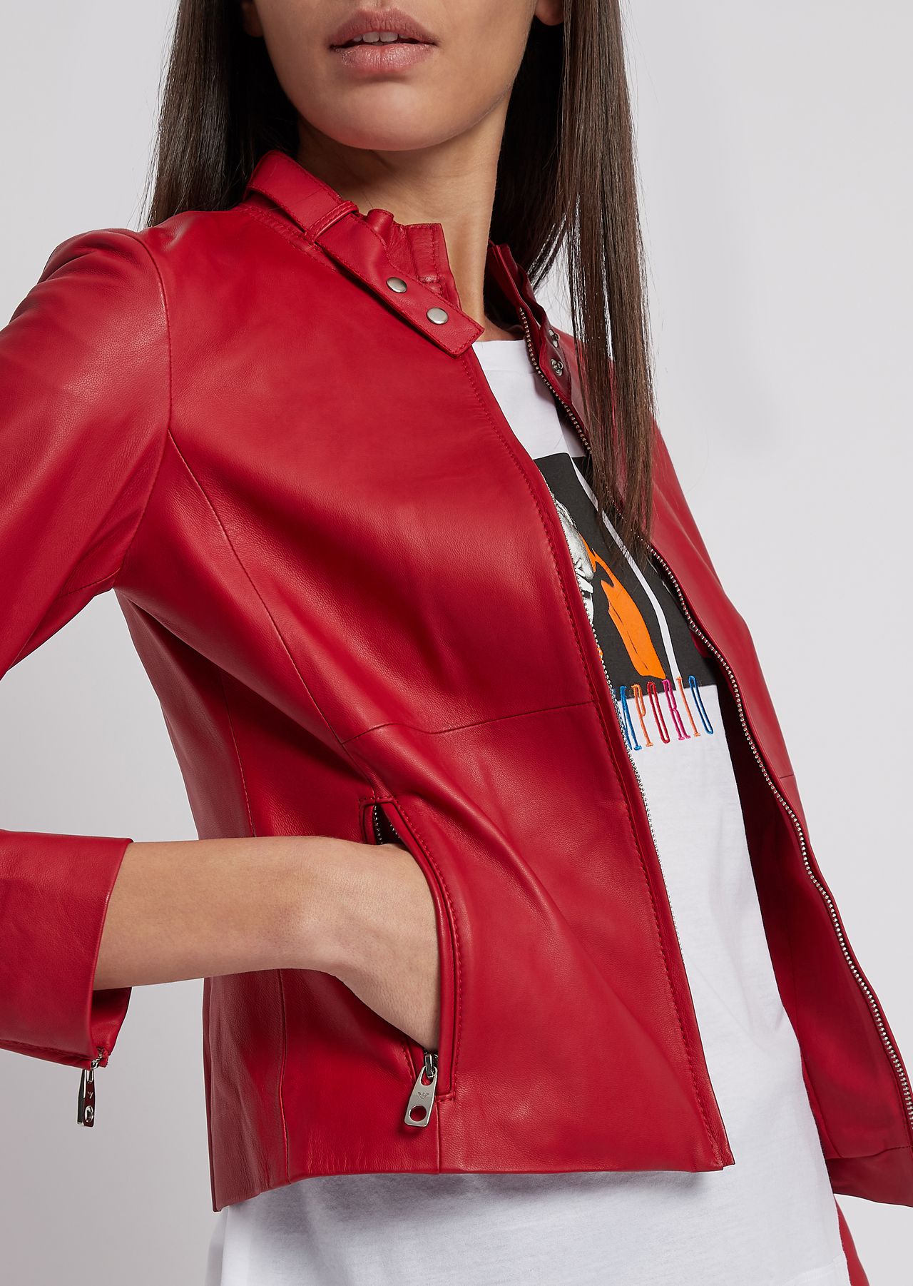 Leather Jacket Woman Emporio Armani