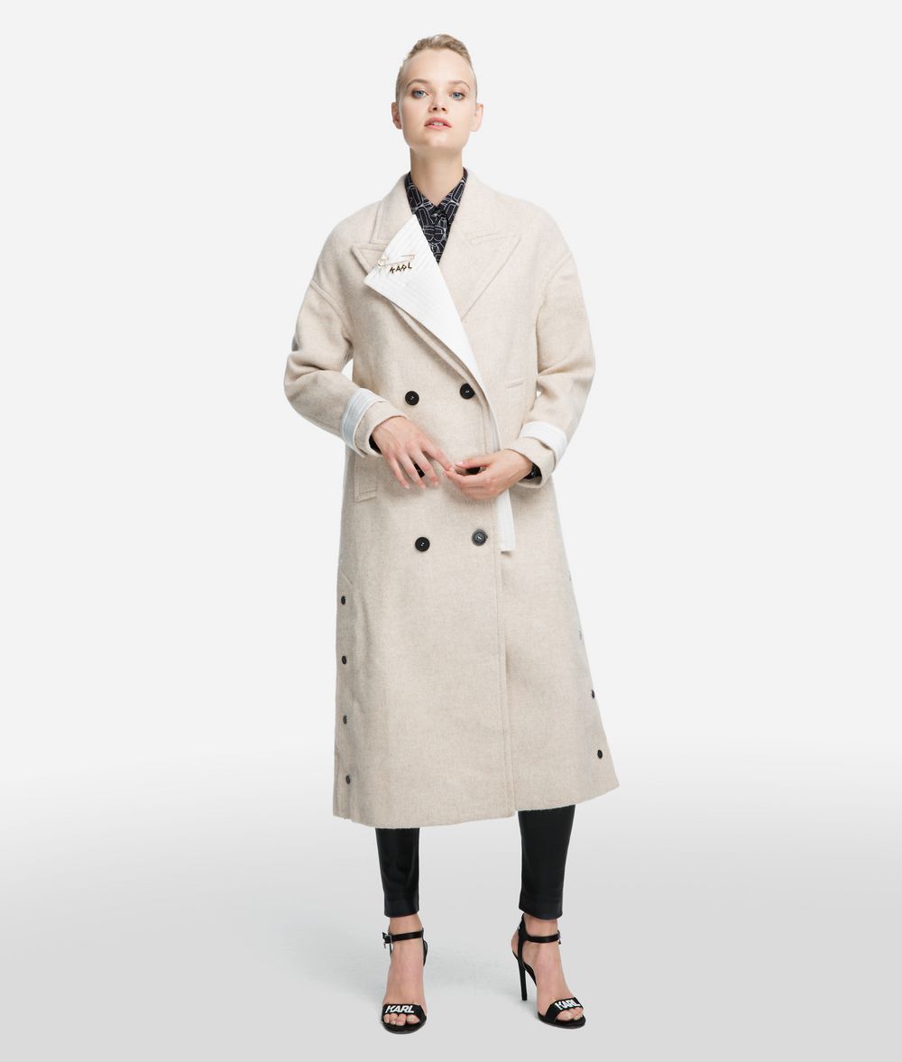 KARL LAGERFELD Textured Wool Blend Coat Coat Woman f