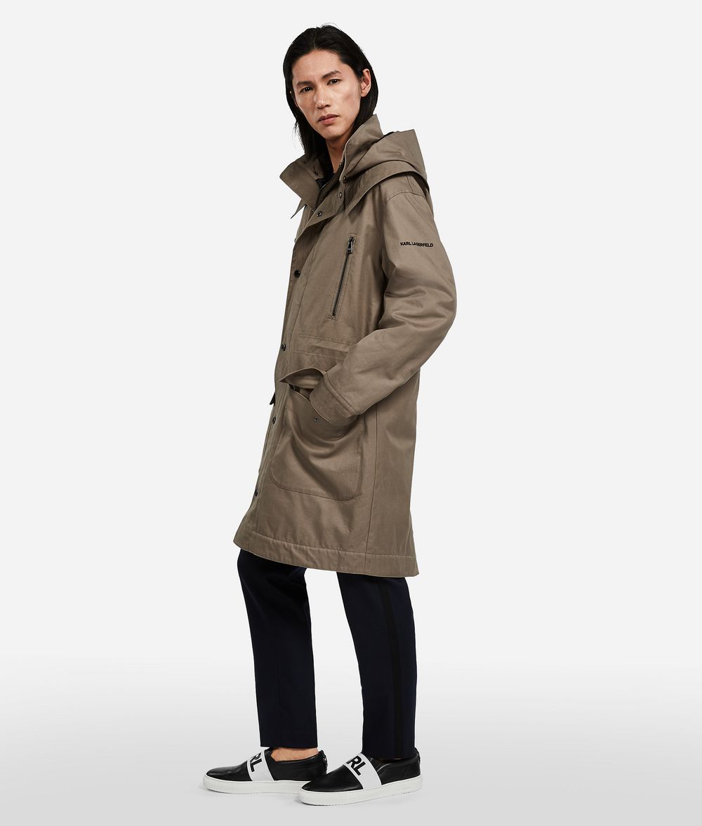 KARL LAGERFELD HOODED TWILL PARKA Coat Man d