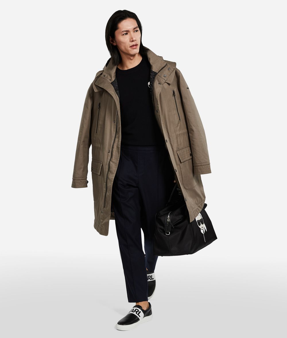 KARL LAGERFELD HOODED TWILL PARKA Coat Man f