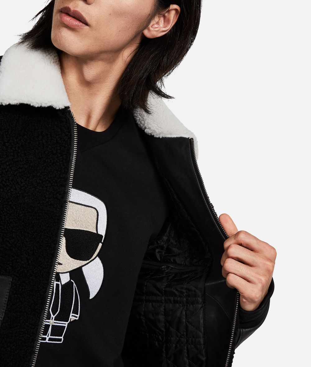 KARL LAGERFELD LEATHER BIKER JACKET Outerwear Man d
