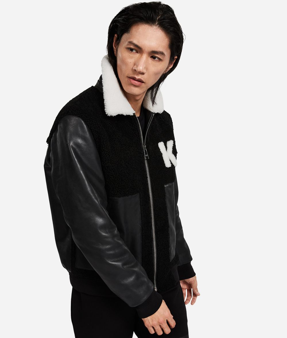 KARL LAGERFELD LEATHER BIKER JACKET Outerwear Man f