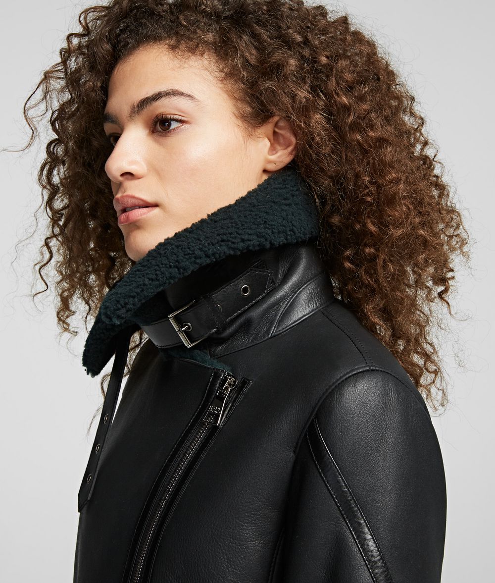 KARL LAGERFELD Shearling Biker Jacket Outerwear Woman r