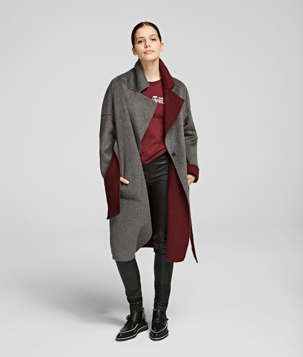 KARL LAGERFELD Wool Blend Wrap Coat Coat Woman f